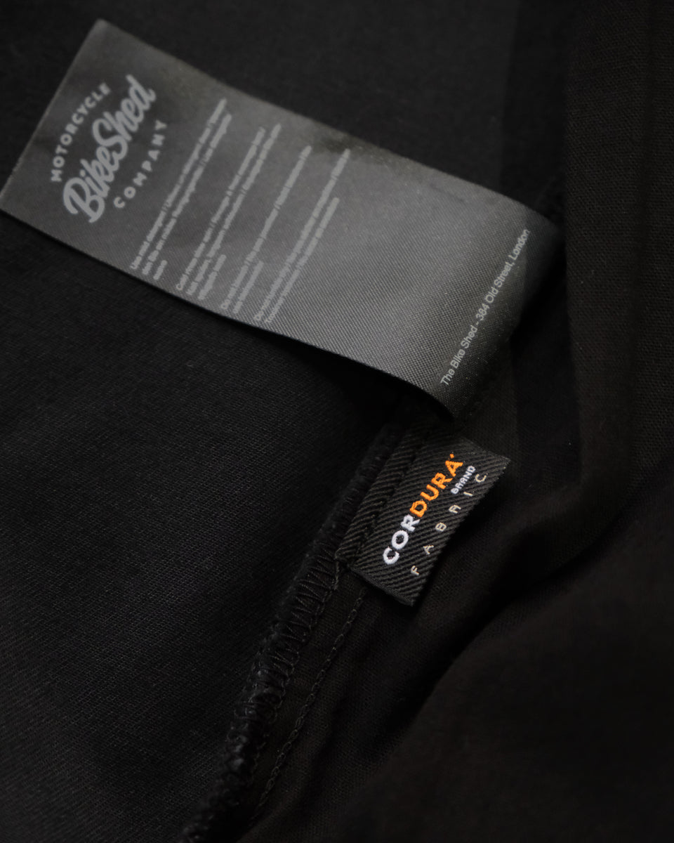 BSMC Denim Jacket - Cordura Black studio image Cordura label detail