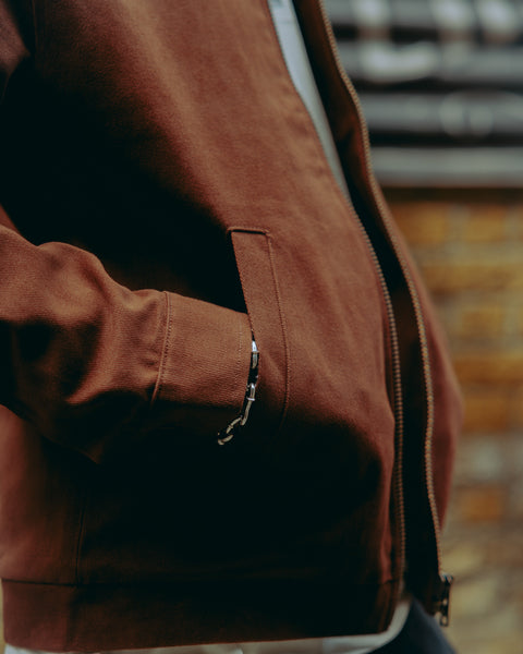 Brown Twill Motorcycle jacket pocket detail