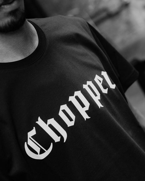 BSMC Chopper T-Shirt - Black worn by model close up