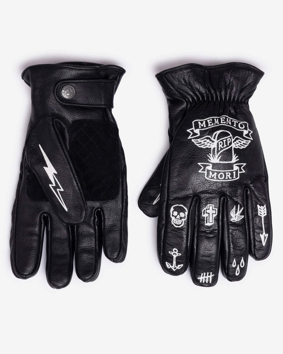 Macleod Memento Mori Leather Gloves - Black