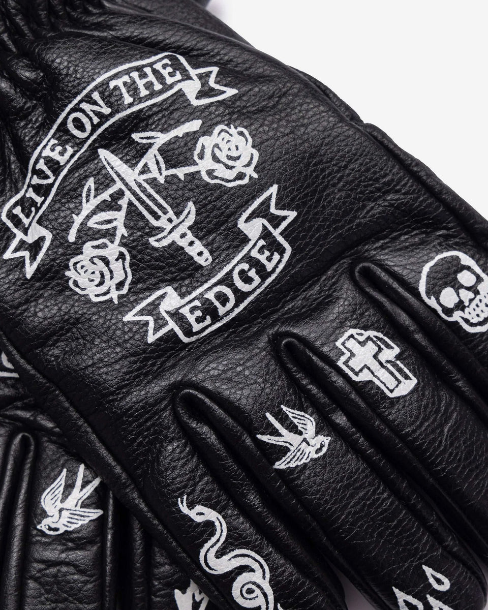 Macleod Memento Mori Leather Gloves - Black