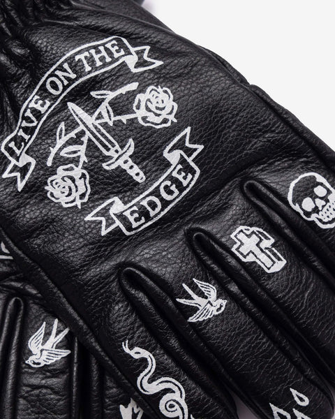 Macleod Memento Mori Leather Gloves - Black