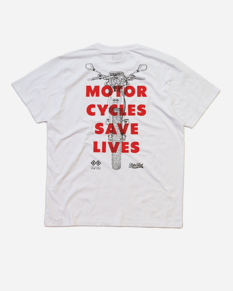 BSMC x Two Wheels For Life T-Shirt - White studio image back
