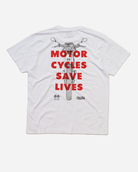 BSMC x Two Wheels For Life T-Shirt - White studio image back