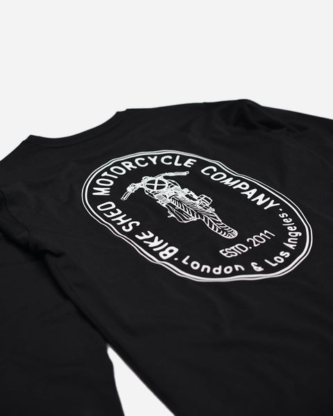 BSMC Cafe Bars Long Sleeve Motorcycle Graphic T-Shirt - Black