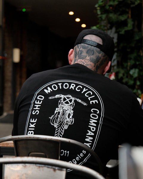 BSMC Cafe Bars Long Sleeve Motorcycle Graphic T-Shirt - Black