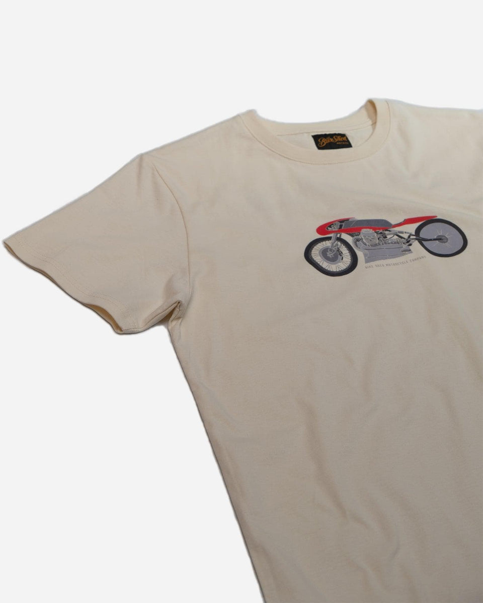 BSMC Guzzi Motorcycle ESTD. T-Shirt - Cream - front detail