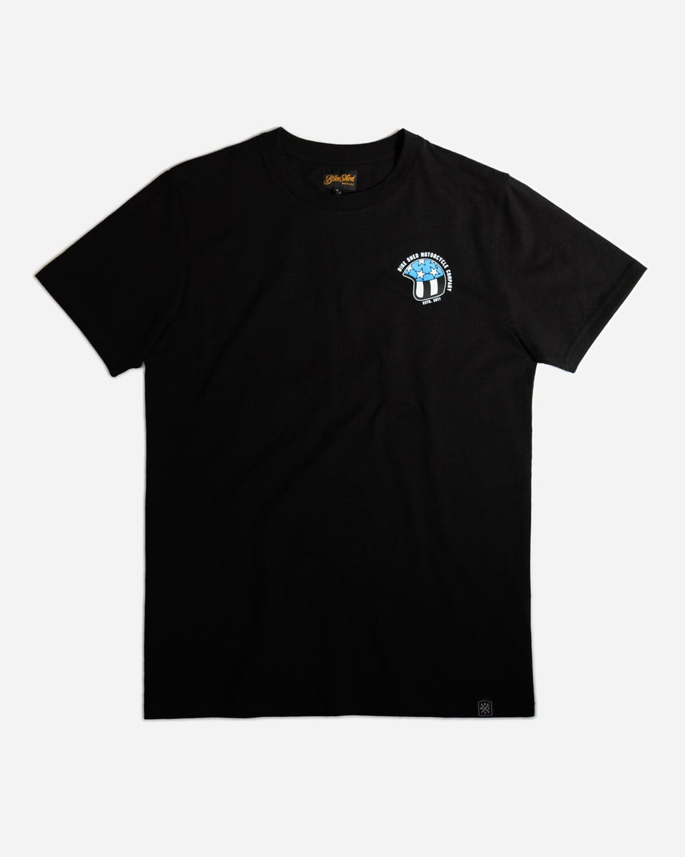 Black Motorcycle Kick It Graphic T-Shirt - front