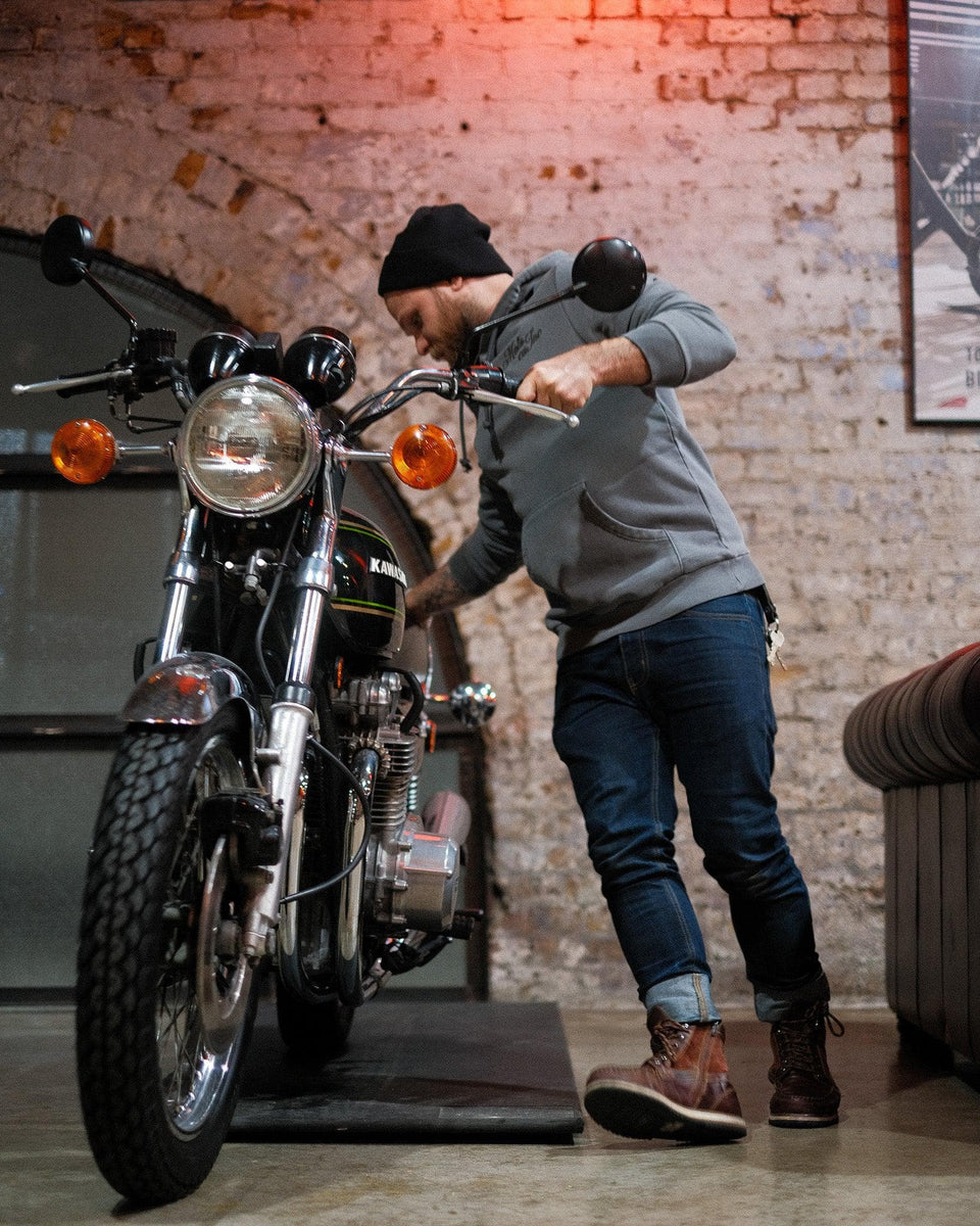 BSMC Moto Co Overhead Motorcycle Hoodie - Washed Grey
