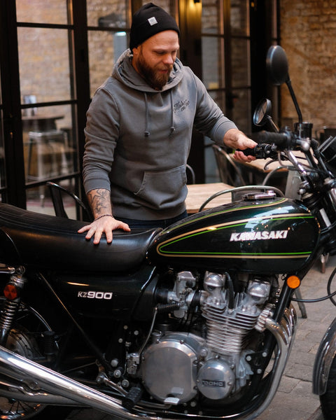 BSMC Moto Co Overhead Motorcycle Hoodie - Washed Grey