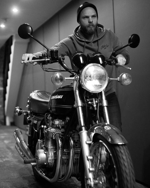 BSMC Moto Co Overhead Motorcycle Hoodie - Washed Grey