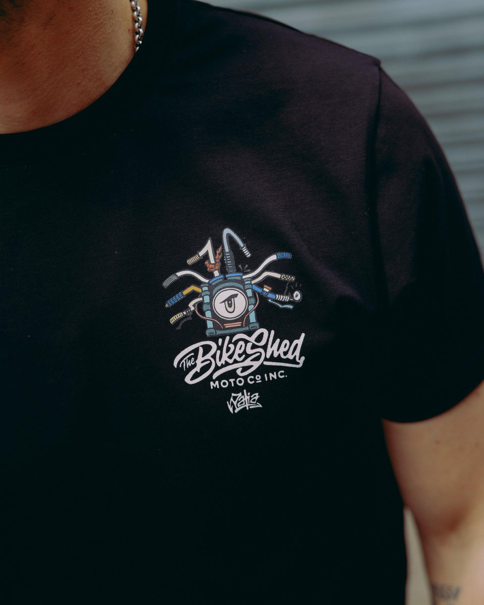 black motorcycle graphic t-shirt - front