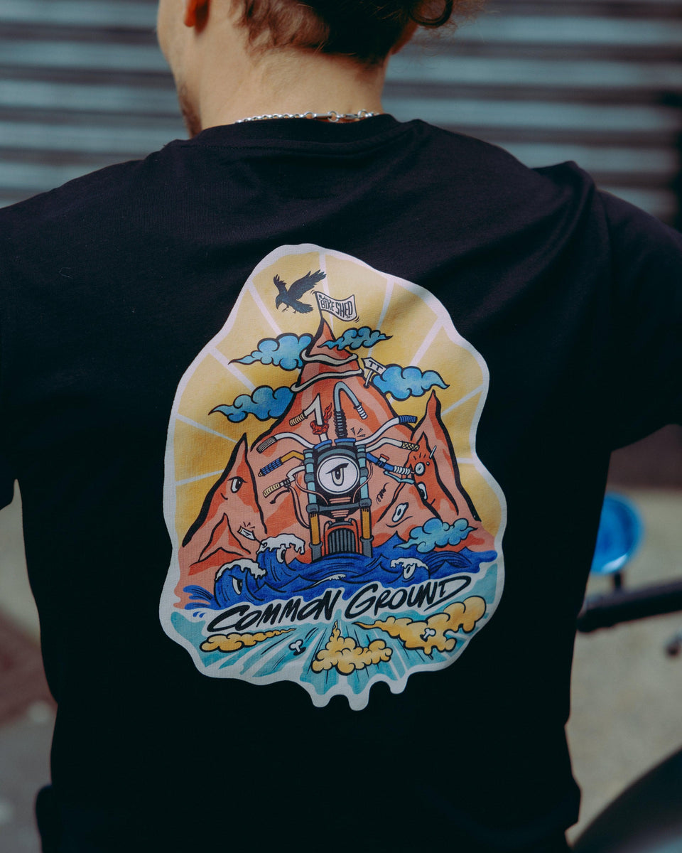 black motorcycle graphic t-shirt - back detail