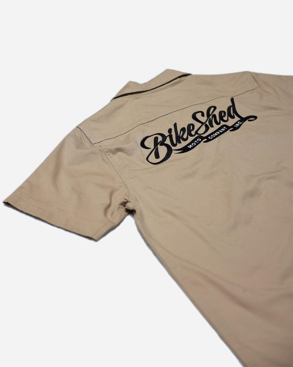 BSMC Embroidered Pennant Logo Motorcycle Shirt - Sand