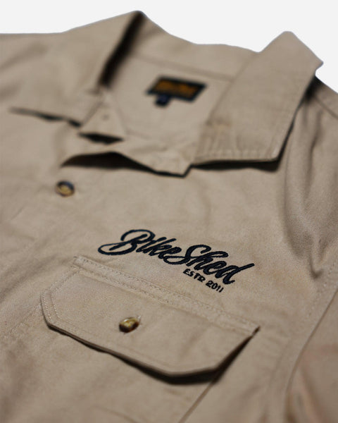 BSMC Embroidered Pennant Logo Motorcycle Shirt - Sand