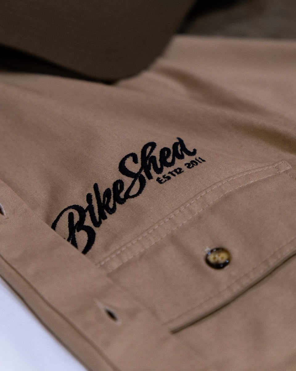 BSMC Embroidered Pennant Logo Motorcycle Shirt - Sand