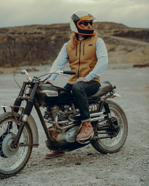 Cotton Motorcycle Utility Vest - Tan