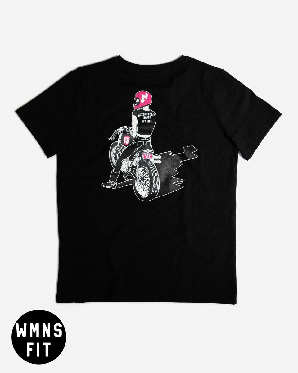 Black Women's FKU 4LL Motorcycle Graphic T-Shirt - Back