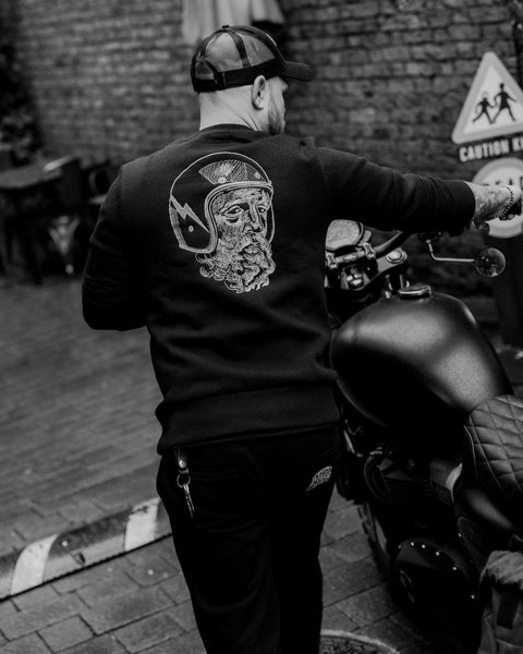 BSMC Zeus Embroidered Motorcycle Sweatshirt - Black