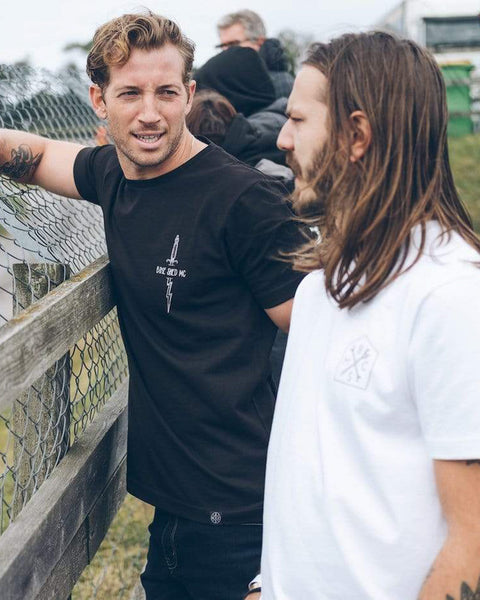 BSMC Zeus T-Shirt - Black worn by model at race track