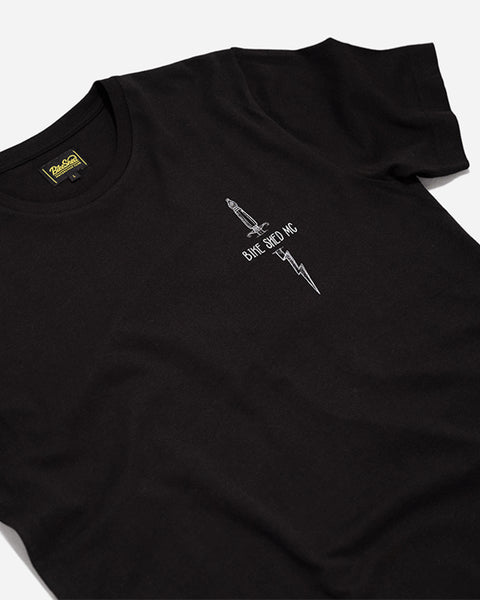 BSMC Zeus T-Shirt - Black studio image chest logo close up