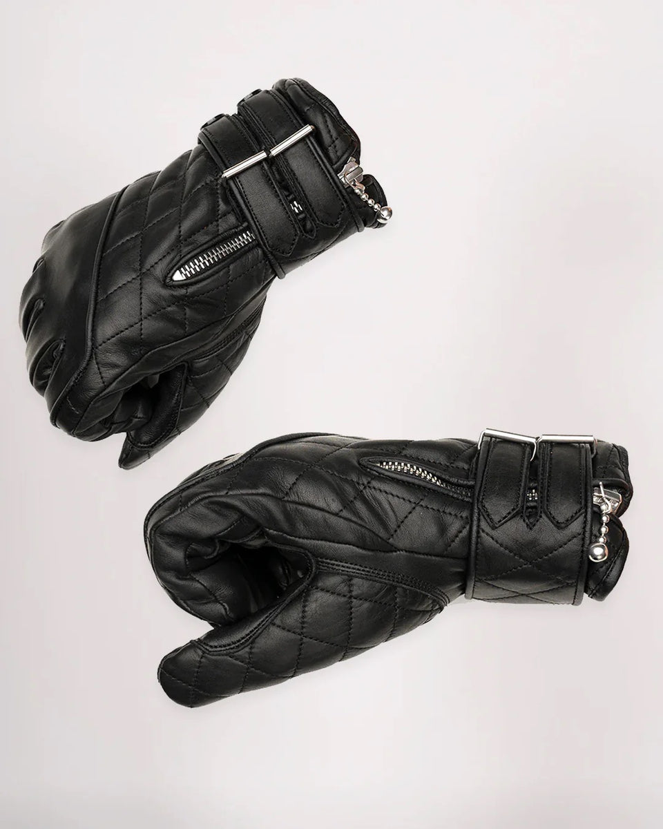 Goldtop Cafe Racer quilted leather motorcycle gloves black studio image