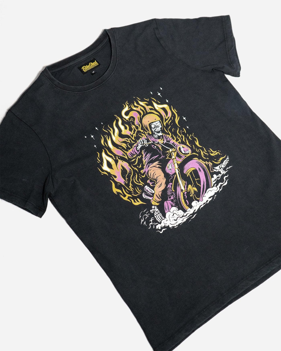 BSMC Women's Speed Demon Graphic Motorcycle T-Shirt - Washed Black